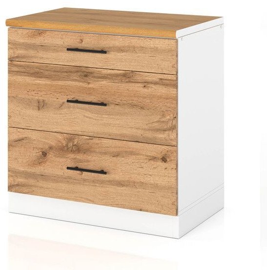 Szafka Kuchenna Stojąca Z Blatem 3 Szuflady 80cm Spremium Dąb Wotan