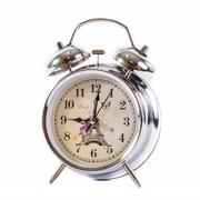 Zegary - Srebrny Zegar Z Budzikiem Paryż Różne Wzory - miniaturka - grafika 1