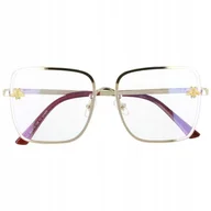 Okulary korekcyjne, oprawki, szkła - Okulary Kwadratowe z filtrem światła niebieskiego do komputera zerówki 2535 - miniaturka - grafika 1