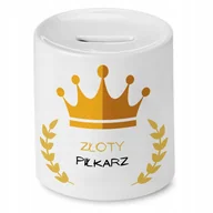 Skarbonki - SKARBONKA DLA PIŁKARZA ZŁOTY PIŁKARZ PREZENT z Nadrukiem ze Zdjęciem z Nadr + Opakowanie na prezent (wzór 02) - miniaturka - grafika 1