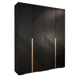 Szafa garderoba ubraniowa z półkami MANHATTAN RYFEL 7 - 2SZ czarny mat biały mat - Szafy - miniaturka - grafika 1