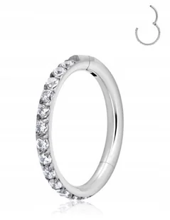 Tytanowy Kolczyk Clicker PIERCING kółko Cyrkonie Septum HELIX Lobe 1,2/8 - Kolczyki - miniaturka - grafika 1