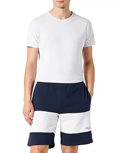 FILA Męskie spodenki dresowe Stephens Blocked, Black Iris Bright White, M - Spodenki męskie - miniaturka - grafika 1