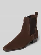 Botki damskie - Sztyblety skórzane z elastycznymi wstawkami - miniaturka - grafika 1