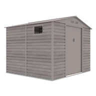 Altany ogrodowe - Szopa ogrodowa MONTREAL 277x259 cm Light Wood nowoczesna metalowa z oknami, pojemna na narzędzia, ogrodowy Hardmaister domek narzędziowy - miniaturka - grafika 1