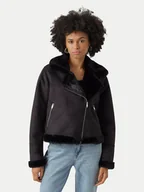 Płaszcze damskie - Vero Moda Kożuch Peggy 10290150 Czarny Regular Fit - miniaturka - grafika 1