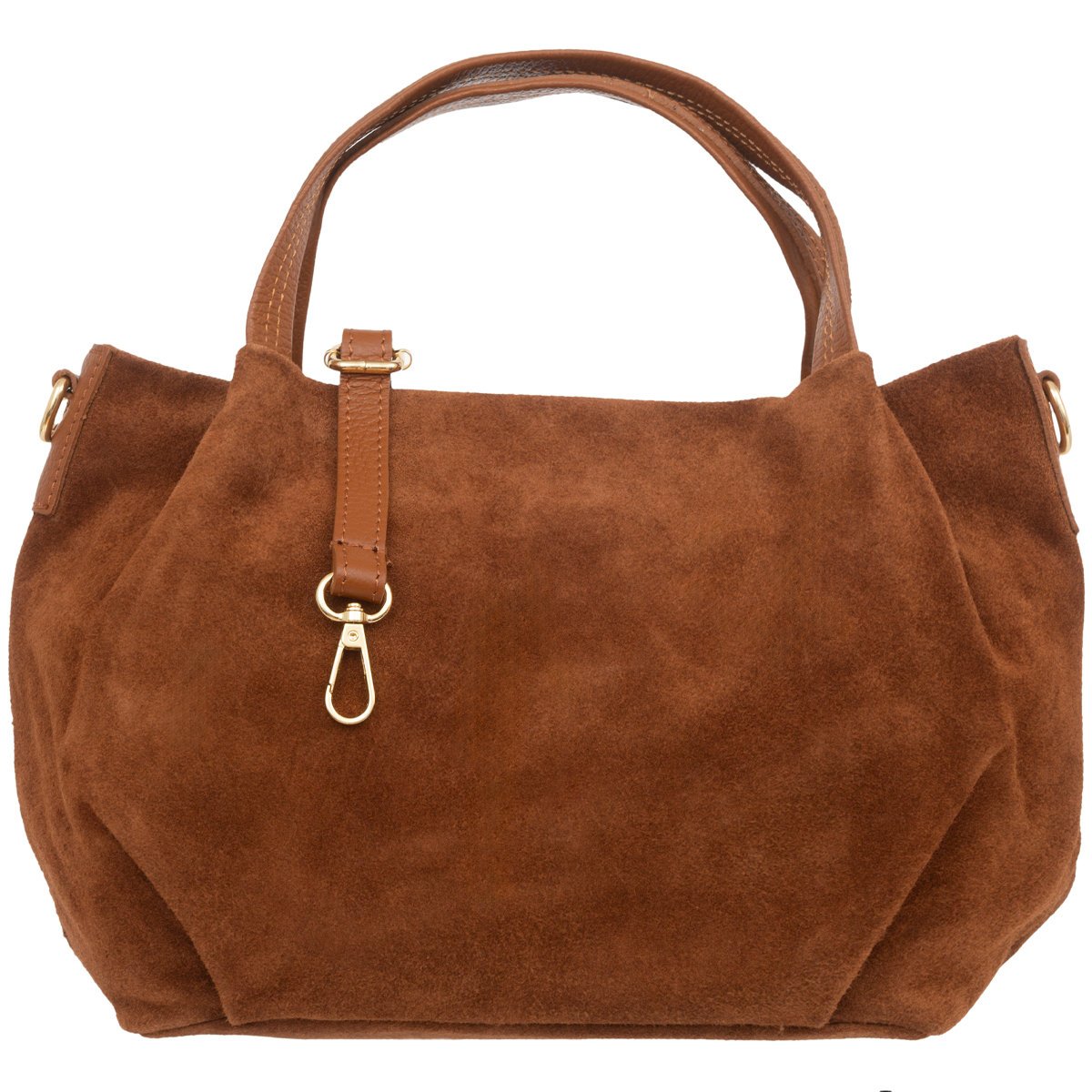 Torebka Damska Na Ramię Zamszowa Vera Pelle Bolsa Brązowa