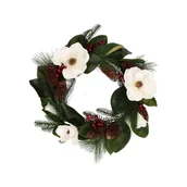 Ozdoby bożonarodzeniowe - Świąteczny stroik z białymi kwiatami Lavinia - miniaturka - grafika 1