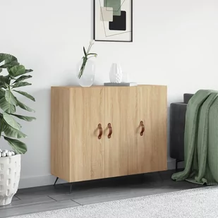 vidaXL Szafka, dąb sonoma, 90x34x80 cm, materiał drewnopochodny - Komody - miniaturka - grafika 1