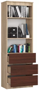 REGAŁ BIUROWY R 60 cm CLP 3 SZUFLADY 2 PÓŁKI SONOMA / WENGE - Regały biurowe - miniaturka - grafika 4