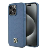 Etui i futerały do telefonów - Oryginalne Etui APPLE IPHONE 15 PRO MAX DKNY Hardcase Leather Monogram Pattern Metal Logo MagSafe (DKHMP15XPSHRPSB) niebieskie - miniaturka - grafika 1