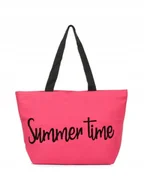 Torebki damskie - Duża Torba Plażowa Torebka Summer Time Lekka Różowa Lato Plaża - miniaturka - grafika 1