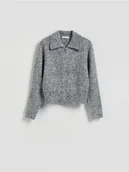 Swetry damskie - Reserved - Kardigan z domieszką wełny - szary - miniaturka - grafika 1