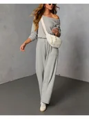 Spodnie sportowe damskie - Milan Kiss 2-częściowy zestaw w kolorze szarym - miniaturka - grafika 1