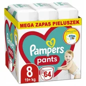 Pieluchy - Pampers Pants 8 Rozmiar Pieluchomajtki Dla Dzieci 19+ Kg Mega Zapas 62szt - miniaturka - grafika 1