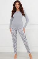Piżamy damskie - Piżama damska szara z długim rękawem i długimi spodniami Ibena, Kolor szary melanż-wzór, Rozmiar S, Italian Fashion - Primodo.com - miniaturka - grafika 1