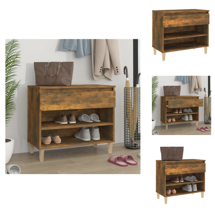 vidaXL Stojak na buty dąb wędzony 70x36x60 cm materiał drewnopochodny - Stojaki i szafki na buty