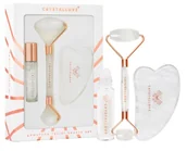 Rollery do masażu - Crystallove Crystallove Crystal Quartz Beauty Set ZESTAW Masażer do twarzy 1 szt. + Płytka do masażu twarzy gua sha 1 szt + Buteleczka z kryształkami górskimi na olejek 10 ml - miniaturka - grafika 1