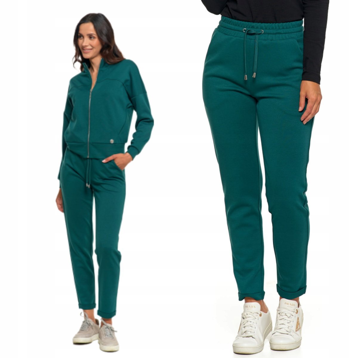 Spodnie Dresowe Damskie Sportowe Z Kieszeniami Klasyczne Dresy Moraj Xl Dark Green