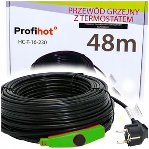KABEL GRZEWCZY PRZEWÓD GRZEJNY Z TERMOSTATEM do rynny rur 230V 768W 48M - Pozostałe akcesoria sieciowe - miniaturka - grafika 1