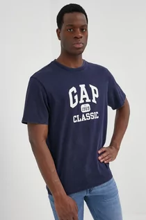 Koszulki męskie - Gap t-shirt bawełniany kolor granatowy z nadrukiem - - grafika 1
