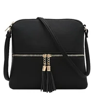 Torebki damskie - DELUXITY Lekka torba na ramię z frędzlami, czarna, jeden rozmiar, Czarny, 70AA - miniaturka - grafika 1