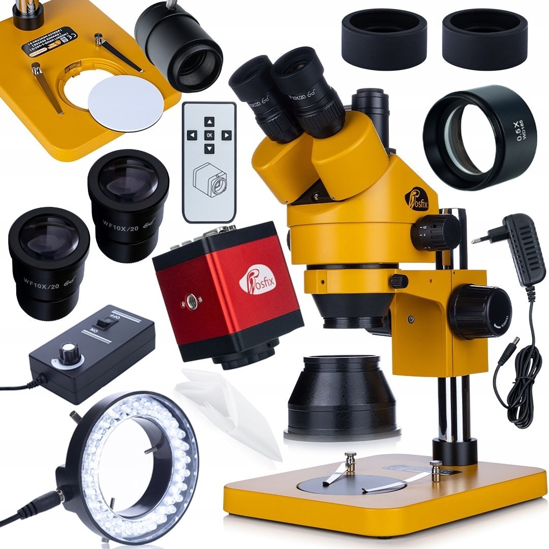 Mikroskop Rosfix MIKROSKOP MERCURY TRINOKULAROWY FULLHD ZESTAW HDMI SOCZEWKA LED 56x KAMERA