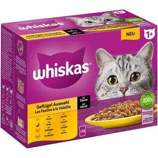 Whiskas 1+ Adult, saszetki, 12 x 85 g - Wybór dań drobiowych w sosie - Mokra karma dla kotów - miniaturka - grafika 1
