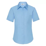 Koszule damskie - Koszula damska z krótkim rękawem z popeliny Fruit Of The Loom - Mid Blue XL - miniaturka - grafika 1