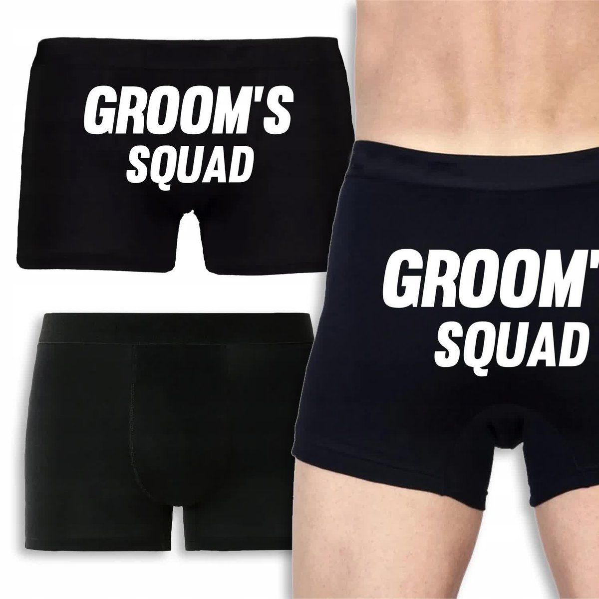 BOKSERKI MĘSKIE CZARNA Na Prezent Wieczór Kawalerski GROOM'S SQUAD - XXL