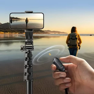 Selfie stick Ugreen LP680 ze stojakiem i pilotem Bluetooth 1.8m - czarny - Selfie stick - miniaturka - grafika 3