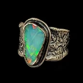 Pierścionki - Retro z opalem - miniaturka - grafika 1