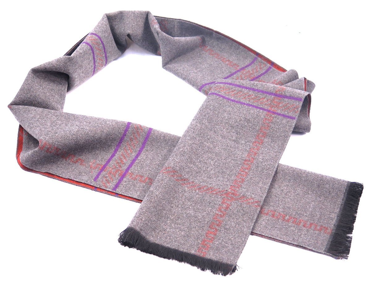 Szaro-czerwony szalik męski I50