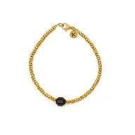 Bransoletki - Bransoletka ze złotych Hematytów z baryłką Agatu - miniaturka - grafika 1