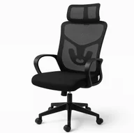 Fotele i krzesła biurowe - Kontrasto Fotel biurowy ergonomiczny z siatką regulowany obrotowy czarny - miniaturka - grafika 1