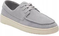 Mokasyny męskie - TOMS MĘSKIE MOKASYNY ZAMSZOWE SZARE Z ECRU PODESZWĄ 43 T6A - miniaturka - grafika 1