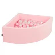 Suche baseny - KiddyMoon Suchy basen trójkątny z piłeczkami 7cm różowy: pudrowy róż-perła-transparent 90x30cm/200piłek - miniaturka - grafika 1
