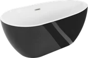 Wanny - Mexen Eos wanna wolnostojąca 150 x 75 cm, biała/czarna, przelew nikiel szczotkowany - 52471507575-97 - miniaturka - grafika 1
