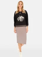 Spódnice - OŁÓWKOWA SPÓDNICA DAMSKA Z TKANINY WISKOZOWEJ - miniaturka - grafika 1