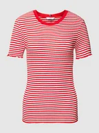 Koszulki i topy damskie - T-shirt o kroju slim fit z wzorem w paski - miniaturka - grafika 1
