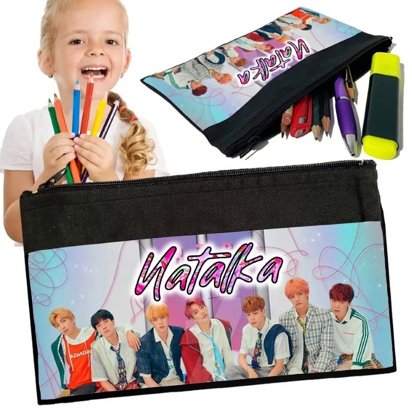 Personalizowany piórnik BTS BOYS BAND - z nadrukiem TWOJEGO IMIENIA prezent