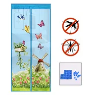 Moskitiery - Magnetyczna moskitiera na drzwi 90x210 cm - Letnia zasłona z nadrukiem na balkon, do ogrodu, piwnicy - Optymalna ochrona przed owadami - miniaturka - grafika 1