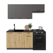 Meble kuchenne - Zestaw Mebli Kuchennych Alto 180 Cm Laminat Dąb Artisan/Grafitowy - miniaturka - grafika 1