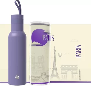 ZESTAW butelka termiczna EASY wrzosowa + kubek termiczny SELF Paryż - Butelki termiczne - miniaturka - grafika 1