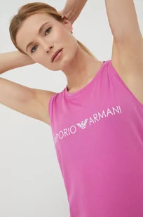 Emporio Armani Underwear top plażowy bawełniany 262363.2R340 kolor fioletowy - Koszulki i topy damskie - miniaturka - grafika 1