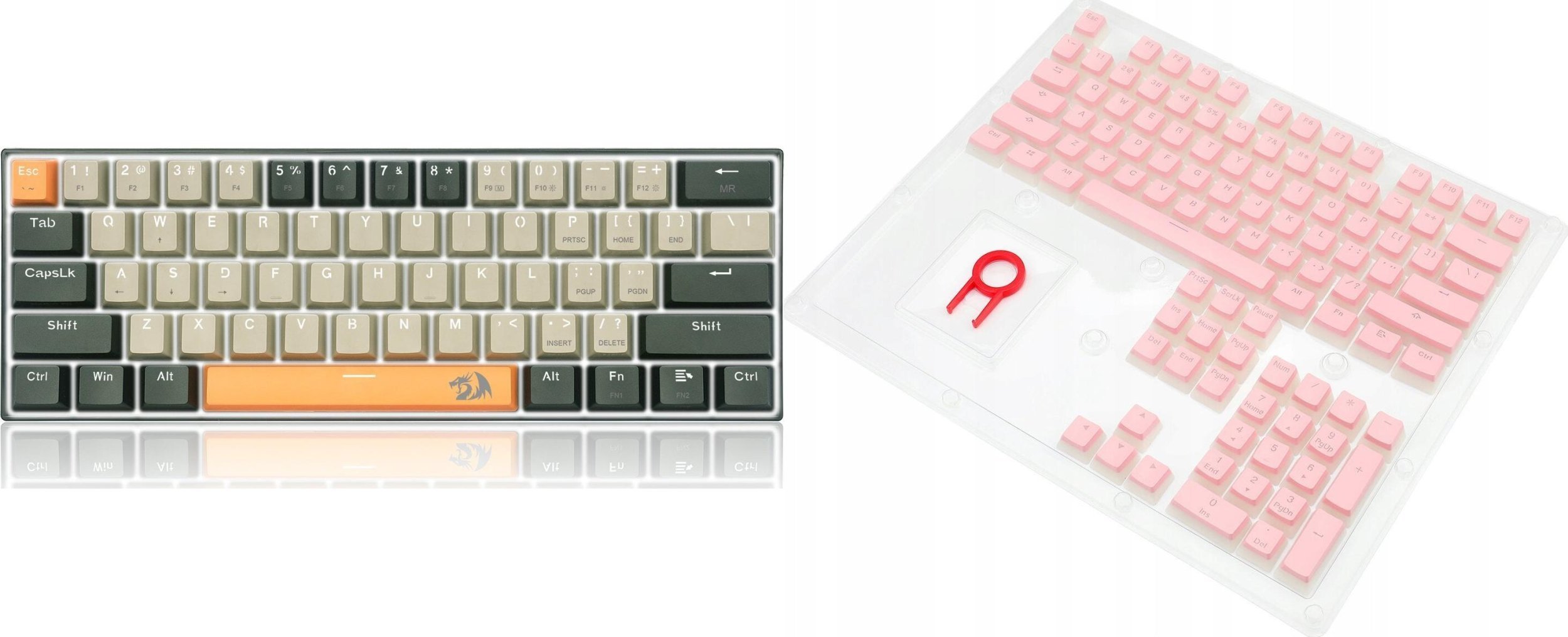Redragon K606 Lakshmi Red switch K606-OG&GY&BK + A130 PBT Doubleshot Pink Keycaps A130 Pink