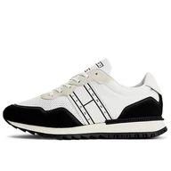 Buty sportowe męskie - Buty Tommy Jeans Runner EM0EM01167-BDS - biało-czarne - miniaturka - grafika 1