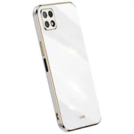 Etui i futerały do telefonów - Etui na telefon XINLI kompatybilne z Samsung Galaxy A22 5G (wersja UE), galwanizacja Golden Edge Odporna na uderzenia osłona ochronna TPU Biały - miniaturka - grafika 1