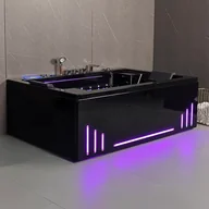Wanny z hydromasażem - Czarna wanna z hydromasażem Aquaholm PREMIUM LINE A9005 180cm x 120cm x 64cm BLUETOOTH, PODGRZEWACZ WODY, WODOSPAD, USB, PILOT - miniaturka - grafika 1