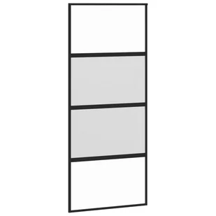 Drzwi przesuwne, czarne, 90x205 cm, szkło hartowane, aluminium 8721012120549 - Drzwi wewnętrzne - miniaturka - grafika 3